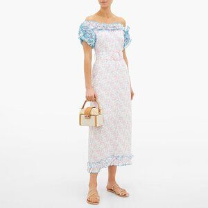 Gul Hurgel Masha Dress Linen Pink Dragon Fly Size XS NEW NWT